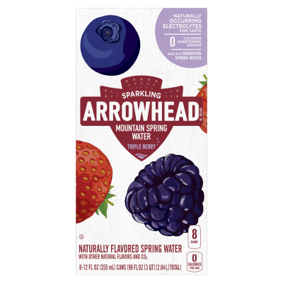 Arrowhead Sparkling Triple Berry Product detail 12oz can 24 pack right view